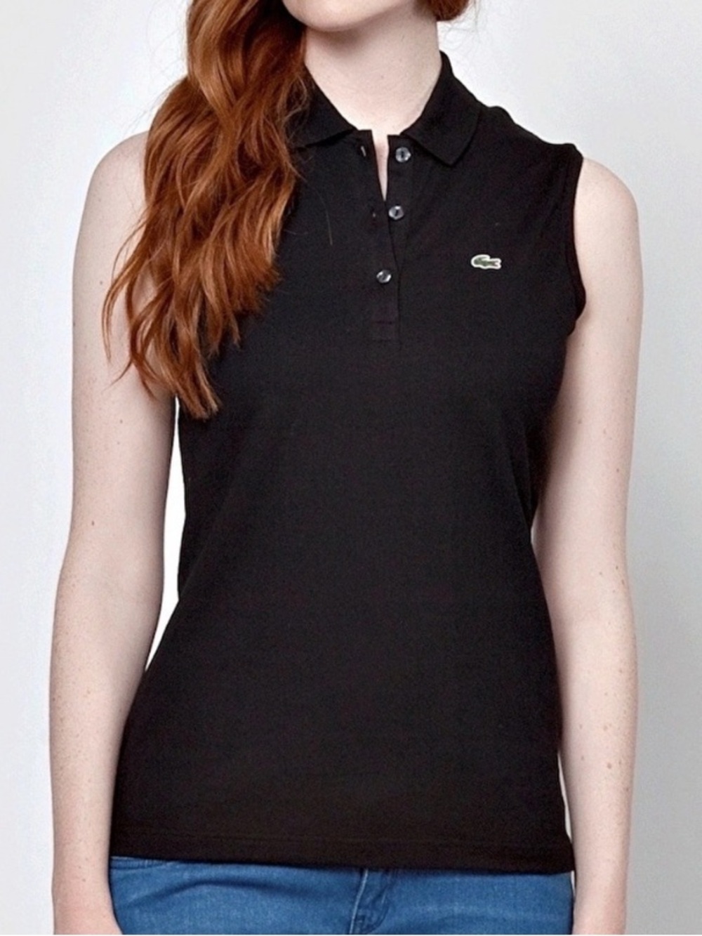Lacoste • Sleeveless •Polo Tank - Black with Green Logo